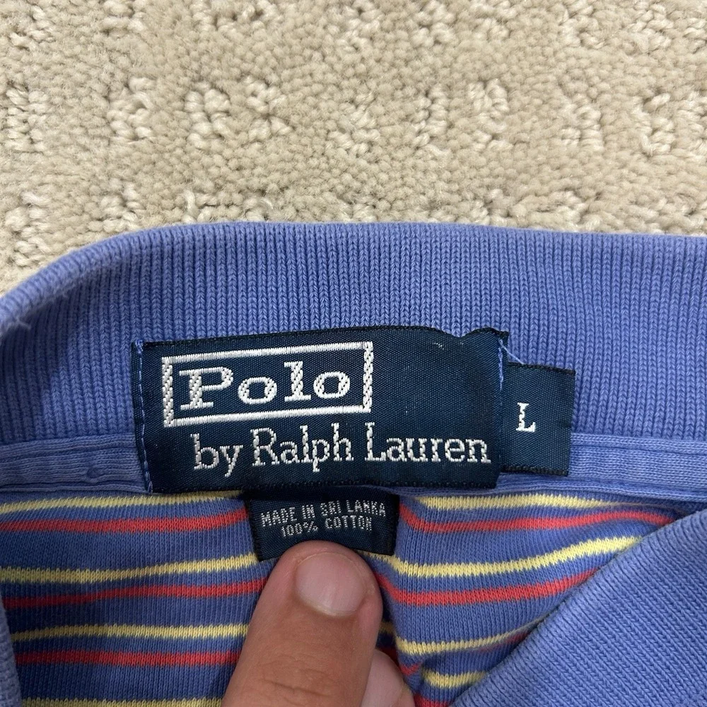 Polo By Ralph Lauren Men's Large Striped Polo Purple Blue